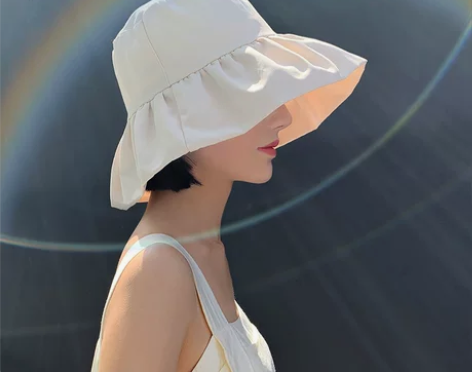 美欧慧春夏冰丝大帽檐渔夫帽子女显脸小防紫外...