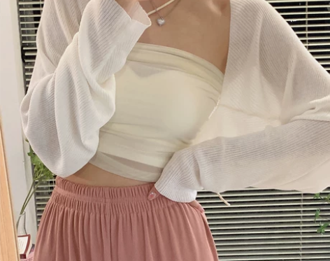 针织防晒开衫薄款女夏季披肩外搭冰丝短款上衣...