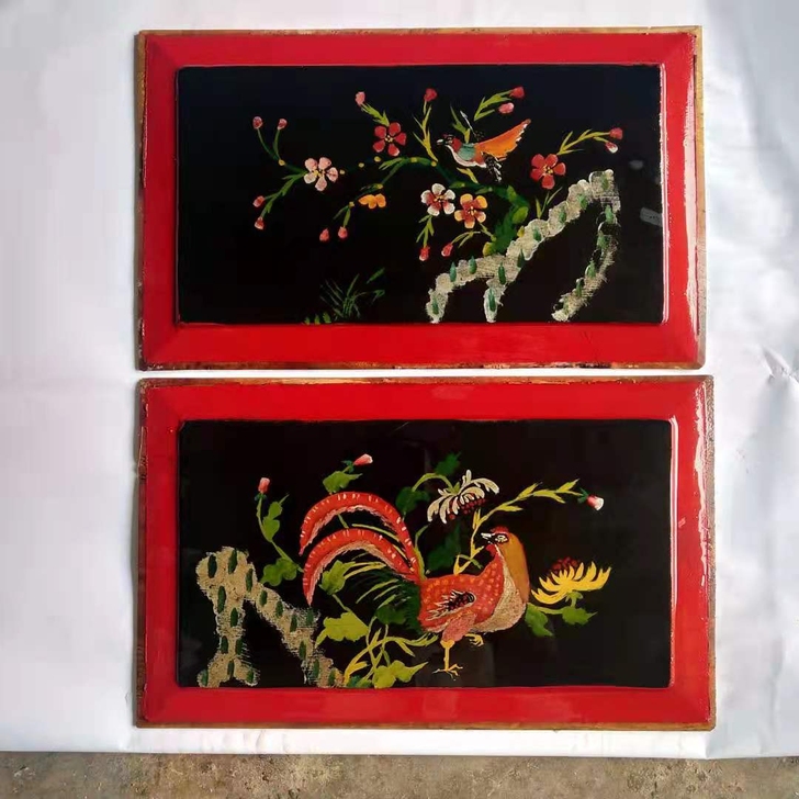 古玩老物件，老花板二片，品相尺寸如图，58...