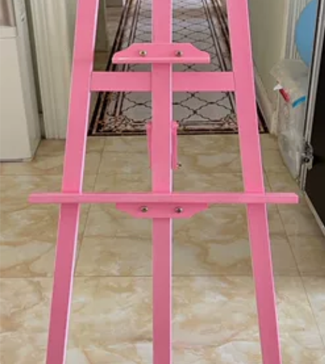 150CM可调节粉色松木画架 九成新  自...