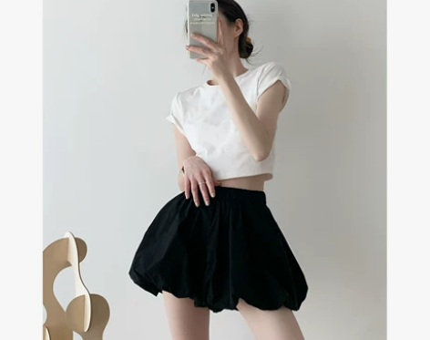 ?南瓜裤黑色显腿长休闲立体花苞裙裤高腰阔腿...