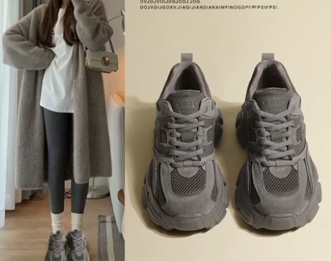 真皮老爹鞋女鞋子2022年秋冬款新款爆款