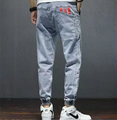 男士加绒加厚修身小脚休闲牛仔裤长裤 颜色:...