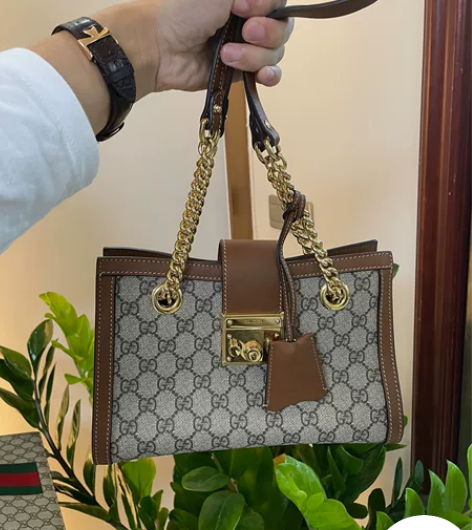 Gucci 古驰padlock焦糖色棕色小...