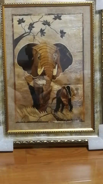 非洲动物树皮画，大小50*35。采用晒干的...