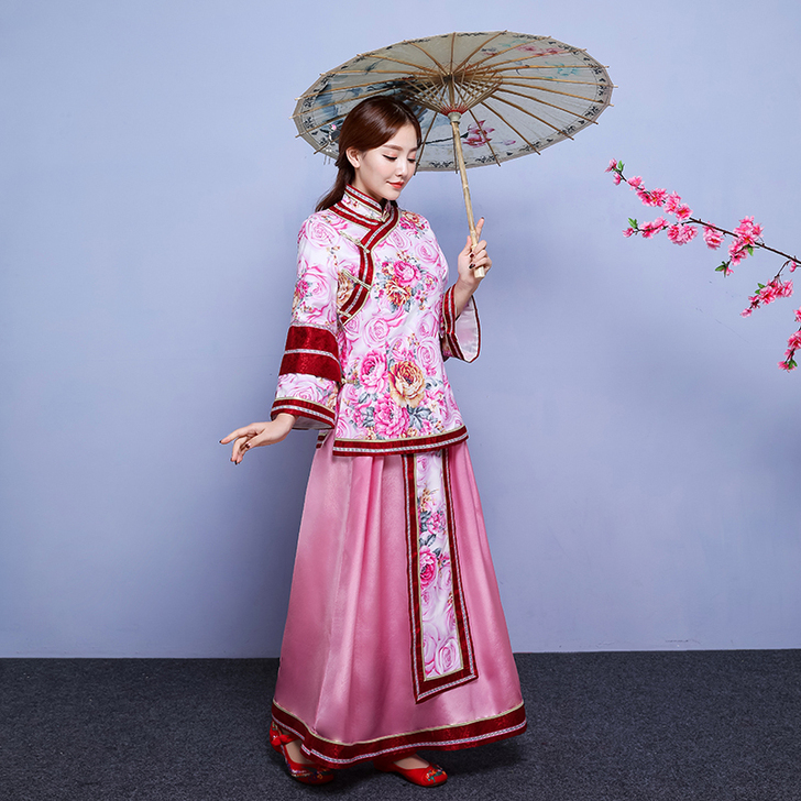 古装女丫鬟伴娘喜服中式闺蜜团秀禾礼服锁清秋...