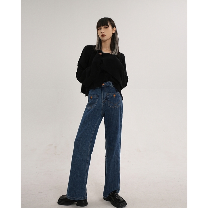 微喇牛仔裤,蓝色XL码