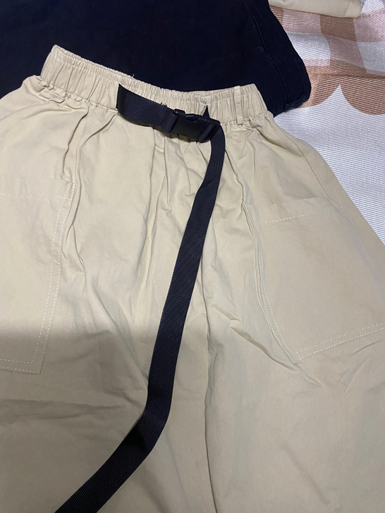 大口袋卡其色工装裙半身裙