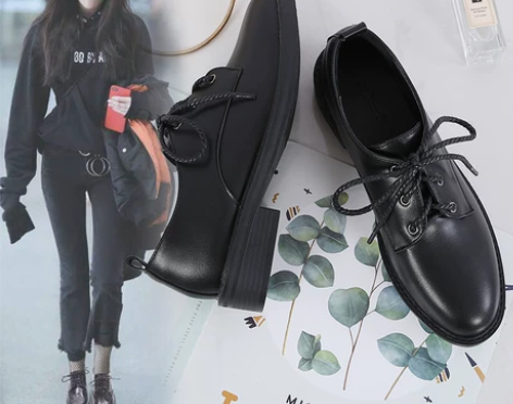 真皮夏季小皮鞋女豆豆英伦风小黑色正装软底职...