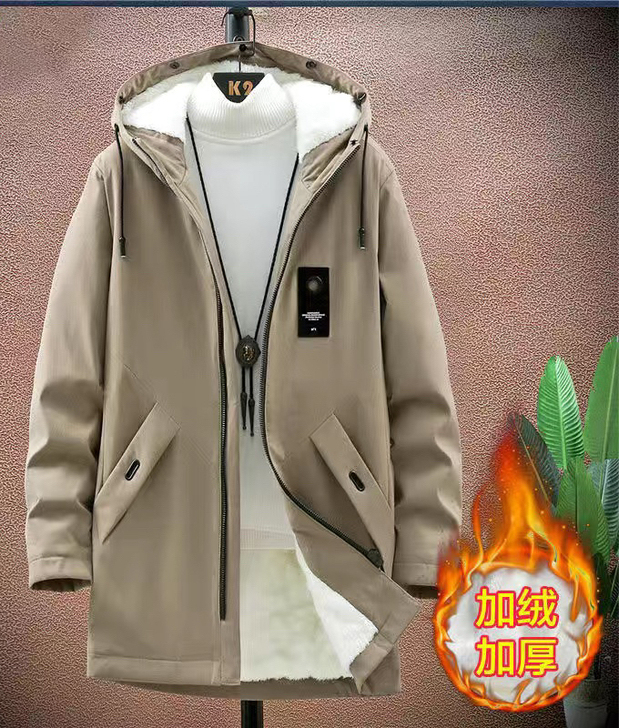 【特价包邮】冬季加绒男士风衣中长款秋冬夹克...