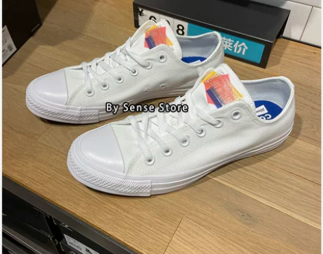 匡威converse彩标小白鞋帆布鞋165...