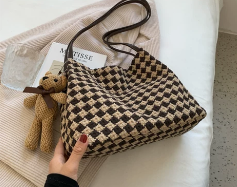 格子包包女大容量2021新款时尚秋冬质感单...