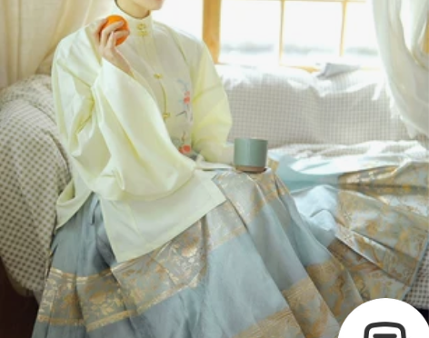 兰若庭 汉服 望水云鹤补服淡黄色M码 晴山...