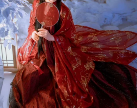 艺缕原创汉服女对襟齐胸襦裙百搭套装红色烫金...