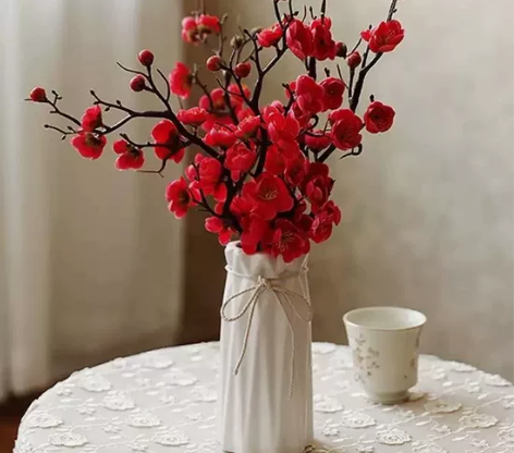 腊梅仿真花梅花枝假花中式家居装饰房间客厅摆...