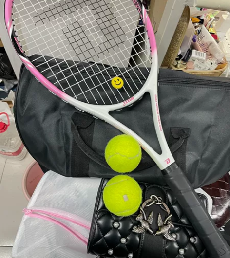 正品红双喜网球拍 粉白色 有收纳袋和网球 ...