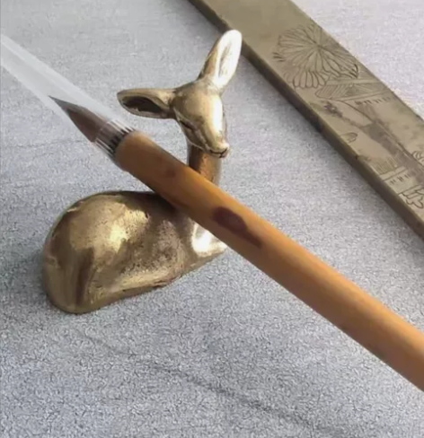 复古铜鹿镇纸笔搁一个，文房书房书法书画创作...