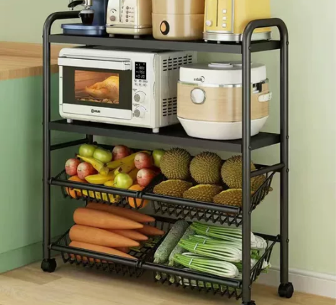 多功能落地厨房菜篮子收纳架多层蔬菜置物架水...