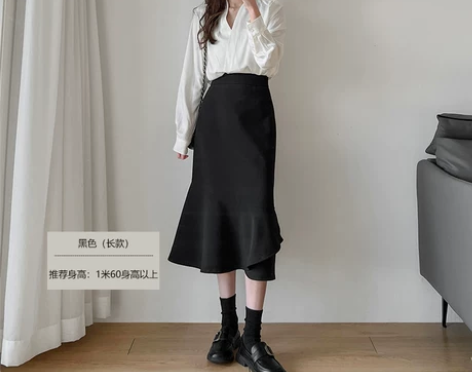 半身裙女春秋高腰显瘦气质遮胯a字包臀裙小个...