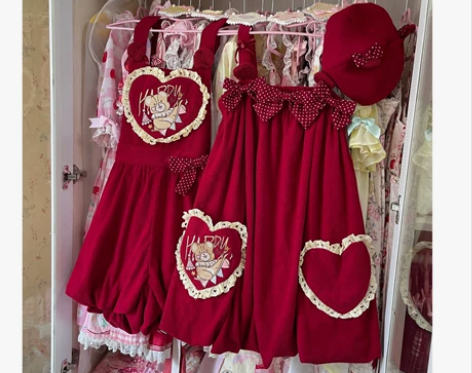 秋季新品-原创小熊派对-灯芯绒软妹花苞裙 ...