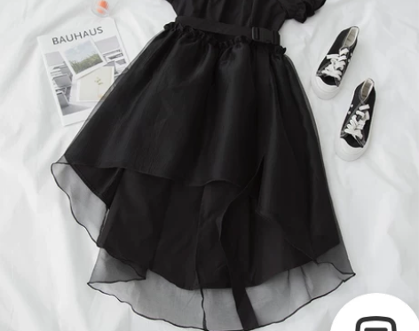 方领暗黑法式在逃公主风蓬蓬裙连衣裙女夏季收...