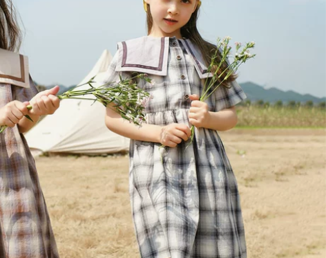 女童格子裙夏小女孩儿童洋气公主风童装女宝宝...