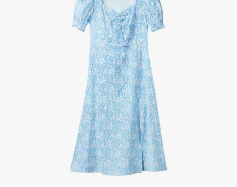 A21outlets女装夏季方领碎花连衣裙...