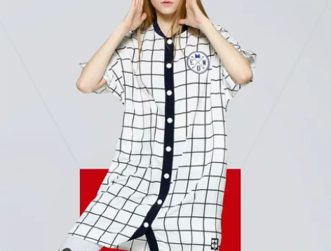 a02专柜正品潮流运动风格纹棒球领长款衬衫...