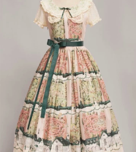 出定金 樱桃爆弹 迷宫花园 粉绿长款 M ...