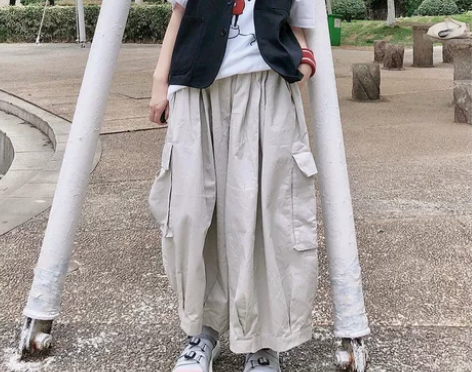 溜与礼物 自制灯笼裤女工装裤纯棉宽松均码大...