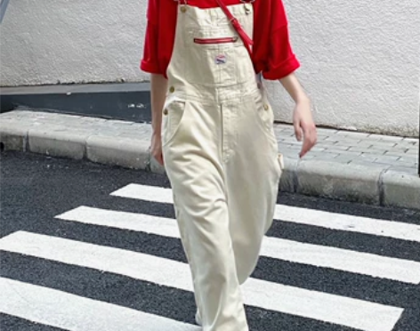 复古白色背带牛仔裤女夏季薄款潮牌美式高街直...