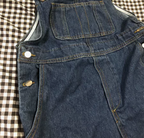 背带牛仔裤可爱又帅气m码宽松本人身高163...