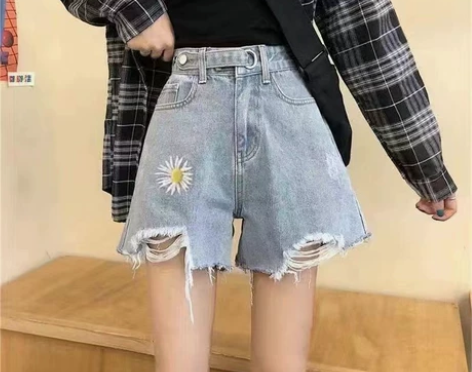 夏季2022新款宽松显瘦百搭裤子牛仔短裤女...