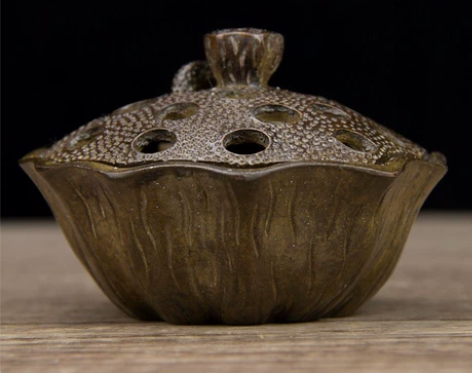 老铜荷花熏炉 老铜莲蓬熏香炉 茶艺禅意香炉...