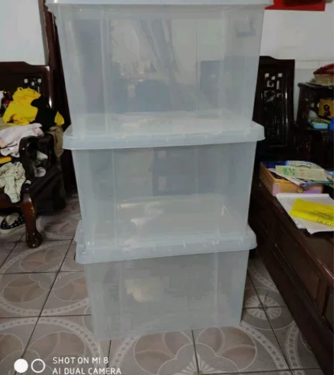低价处理 50L透明大容量加厚有盖塑料收纳...