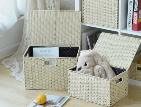 日式藤编收纳箱 浅色2个 出闲置，正常使用...