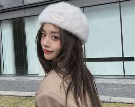 韩版毛毛装饰标海军帽保暖帽子秋冬显脸小冬季...