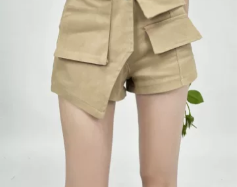辣目子黑 卡其色工装短裤女夏季辣妹忧郁的富...