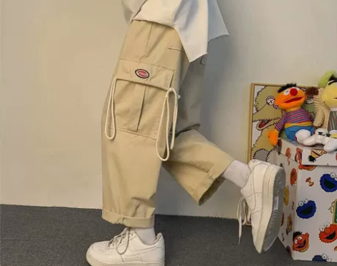 宽松直筒休闲裤男春季日系阔腿工装裤大码胖子...