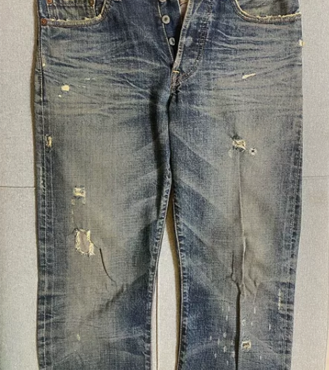 Levis 李维斯男士复古破洞补丁做旧修身...