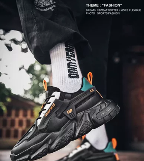 德尔惠男鞋冬款秋季透气运动鞋男款大码老爹鞋...