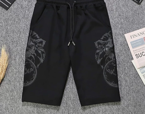 短裤五分裤2022夏新款修身潮流男装个性狮...