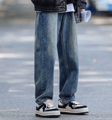 牛仔裤男 牛仔裤子A秋冬复古直筒裤男士潮牌...