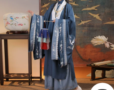 ?清梳原创云鹤辞明制汉服女对襟长衫刺绣云肩...