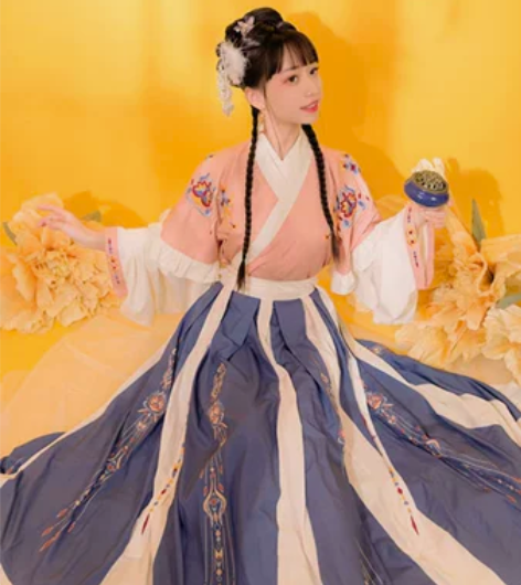 艺缕原创芙蕖汉服女襦裙重工刺绣齐腰破裙晋制...