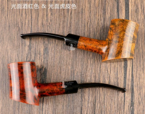 进口石楠烟斗实木手工中大号锤子斗弯柄桌斗烟...