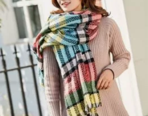 加狗保暖格子围巾女彩色 感兴趣的话点“我想...