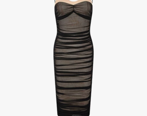 SX善喜黑色性感显胸包臀吊带连衣裙女修身收...