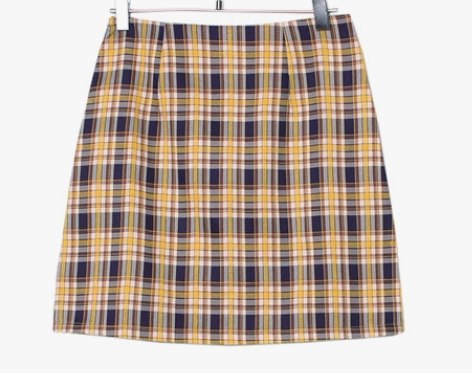 条纹彩虹格子半身裙泫雅风高腰a字裙2022...