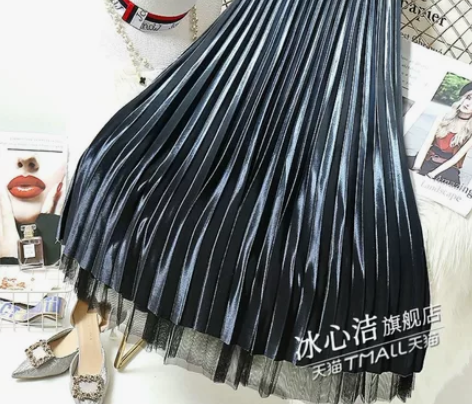 【狂欢价】冬季两面穿纱裙金丝绒百褶裙网纱半...